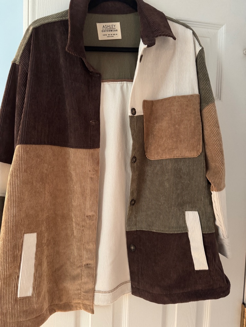 Ashley By 26 International Corduroy Jacket in Olive & Brown